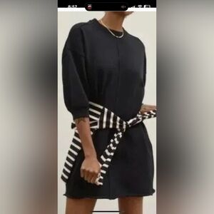 Everlane Black Puffed Sleeve Sweatshirt mini Dress Sz Medium EUC